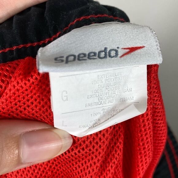 Speedo Red Lace Up Swim Trunks with Pockets - Picture 4 of 4